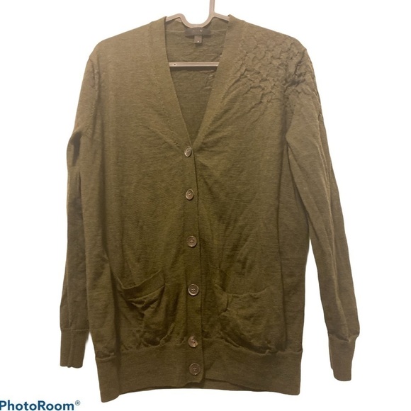 JCREW army green merino wool  cardigan S - Picture 1 of 10